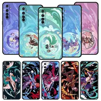 Милый Genshin impact для Realme 9i роскошный чехол для телефона 9 8 5G GT2 7 6 Pro Plus 8i C21 C3 C11 C25 черный силиконовый чехол Coque Fundas Realme C3