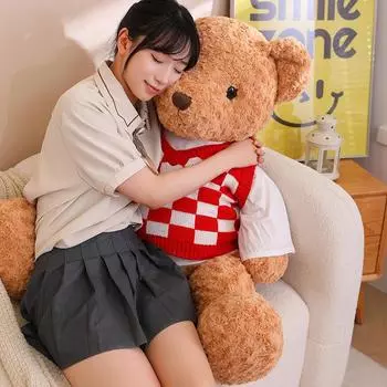 Милый гигантский плюшевый мишка 90 см, плюшевые игрушки с одеждой, платьем, парная кукла-плюшевый мишка для влюбленных девочек, элегантный подарок на день рождения 50cm