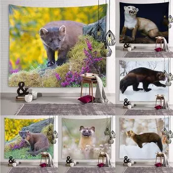 Милый гобелен из норки, настенный художественный гобелен с изображением животных, декоративный гобелен, украшение для детской комнаты, гостиная, спальня, общежитие, домашний декор 100X75CM