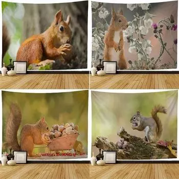 Милый гобелен с белкой, украшение для офиса, гостиной, настенный гобелен для дома 100x75cm
