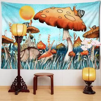 Милый гобелен с грибами, психоделический глаз, гриб, настенный гобелен, домашний декор, гобелен для покрытия стола 95x70 CM