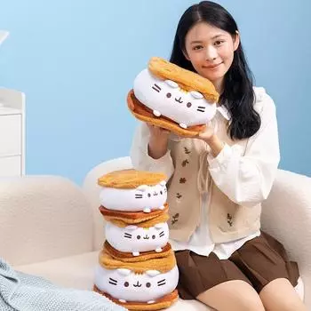 Милый Gund Fat Cat Sandwich Cat плюшевая игрушка Pusheen Snack Cat Series Gift Ins Doll 15cm
