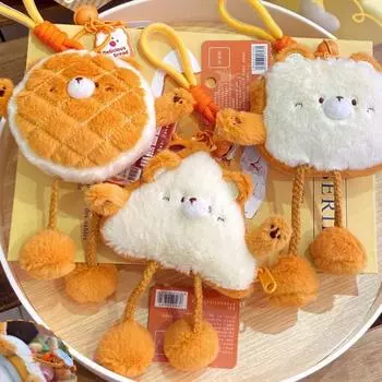 Милый хлеб, плюшевый кошелек для монет, мультяшный сэндвич, тост, хлеб, кукла, плюшевый кулон A