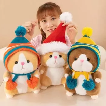 Милый хомяк, шапка, плюшевые игрушки, спящая мягкая морская свинка, подушка для дивана с изображением мультяшного животного, украшение для дома, прекрасный подарок 25cm