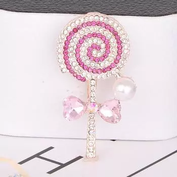 Милый хрустальный корсаж, инкрустированный бриллиантами, полный страз, брошь-леденец, аксессуары для одежды. розовый