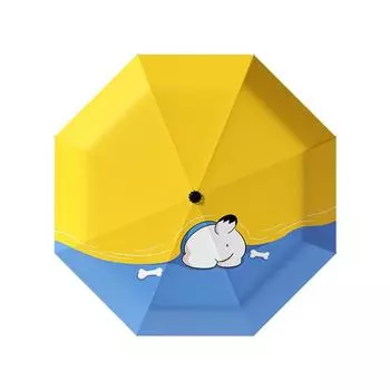 Милый и легкий черный резиновый складной автоматический зонт в студенческом стиле для детей, подходит как для дождя, так и для солнечной погоды