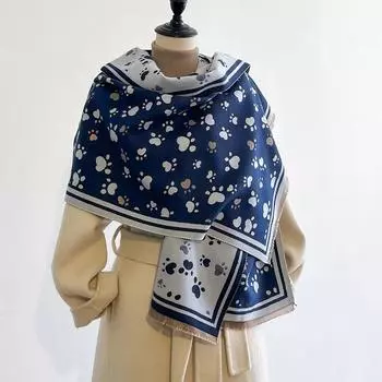 Милый и милый шарф с принтом лап животных для поездок на работу в общественном транспорте, шарф-шаль для кондиционера 185*65cm коричневый