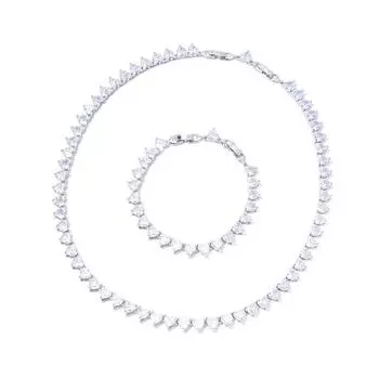 Милый и прохладный, слегка инкрустированный бриллиантами розовый персиковый браслет в форме сердца, ожерелье, женский легкий роскошный комплект ювелирных изделий в форме сердца для любви, аксессуары для банкета bracelet anklet same style белый