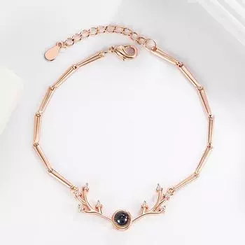 Милый и ретро-браслет с проекцией оленя, 100 видов первоклассного чувства, памятный браслет с надписью «Я люблю тебя» 520 пробы.