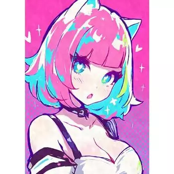 Милый и Сексуальный Цветной Аниме Девушка Постер Принт Холст Картины Дом для Гостиной Спальни Стена Современный Декор Бескаркасная Живопись 21cm30cm NoFrame