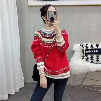 Милый и свободный пуловер с круглым вырезом, женский свитер за пределами Европы, весна-осень 2022, женский повседневный пуловер с длинными рукавами, свитер One Size зелёный