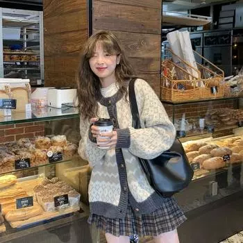 Милый и универсальный свитер, женский кардиган 2023, весенний лесной стиль, дизайн, маленький мягкий клейкий кардиган, женский свитер One Size хаки