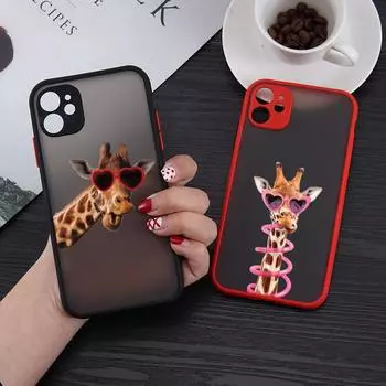Милый и забавный чехол для телефона с изображением жирафа, матовый прозрачный для iphone 7 8 11 12 13 plus mini x xs xr pro max чехол iPhone12