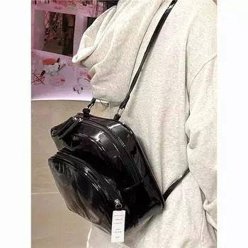 Милый игривый черный рюкзак ранней весны 2024 года, новая супер универсальная маленькая сумка, рюкзак JENNIE чёрный