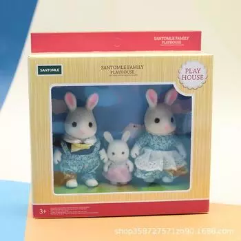 Милый игрушечный домик для кукольного домика Маленькие животные, сбивающиеся в стаю Маленькие куклы Игрушечный медведь Кролик Олень Семья из трех человек