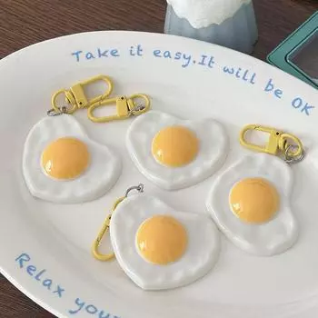 Милый имитация сердечка любви кулон в виде яйца-пашот забавный брелок кавайный мультяшный брелок с едой детская игрушка подарки аксессуары