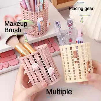 Милый INS новый держатель для ручек из искусственного ротанга, настольный дорогой креативный держатель для ручек, ящик для хранения, многофункциональное ведро для канцелярских принадлежностей коричневый