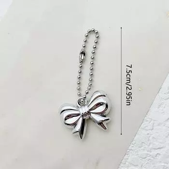 Милый искусственный жемчуг бант брелок мобильный телефон цепочка 3D серебряный узел бабочка брелок кулон рюкзак подвески автомобиль сумка декор подарок as the picture