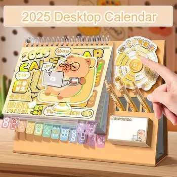 Милый Капибара 2025 Календарь Забавный Органайзер Повестки Дня Планировщик Мультяшное Колесо Настольный Календарь Подарки Style 1