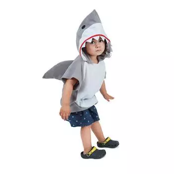 Милый капюшон Акула Косплей Костюм на Хэллоуин для детей Детская толстовка с изображением животных карнавальная вечеринка для малышей нарядное платье с героями мультфильмов S серый