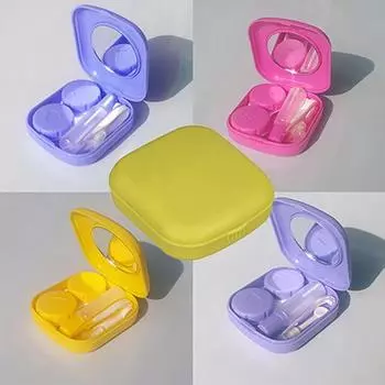 Милый карманный мини-футляр для объектива, дорожный комплект, удобный держатель для зеркала, контейнер для переноски синий