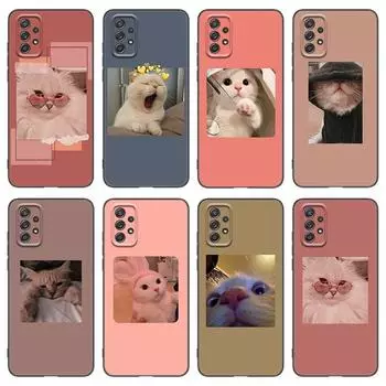Милый кавайный эстетический чехол для телефона с котом для Samsung A21 A30 A50 A52 S A13 A22 A32 4G A23 A33 A53 A73 5G A12 A31 A51 A70 A71 A72 Samsung A22 4G