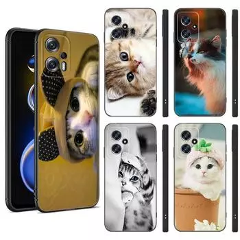 Милый кавайный котенок черный силиконовый чехол для телефона Xiaomi POCO X3 X4 NFC F3 F4 GT F5 M3 M4 M6 X5 X6 Pro 5G C55 C65 M5 POCO M4 Pro 5G