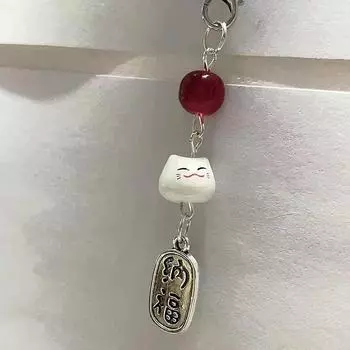 Милый кавайный счастливый денежный кот телефон подвески бисерный брелок для ключей для женщины сумка кулон Ccd камера украшение