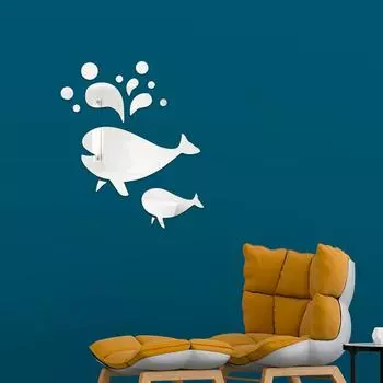 Милый кит акриловое зеркало настенные наклейки ванная комната гостиная ТВ фон настенные украшения наклейки