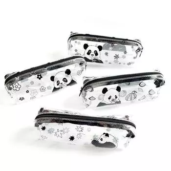 Милый китайский прозрачный пенал из ПВХ с пандой, водонепроницаемый портативный студенческий канцелярский пластиковый мешок для хранения, Kawaii, школьные принадлежности