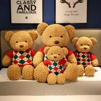 Милый клетчатый свитер, плюшевая игрушка, кукла, плюшевый мишка, девочка, спящий медведь, кукла-медведь, подарок 80 cm 1.4kg