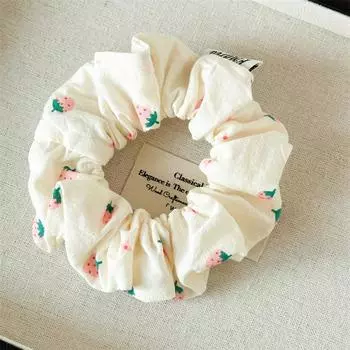 Милый клубничный принт Белые летние эластичные резинки для волос Аксессуары Завязка Кольцо для волос Веревка Головной убор Головной убор Держатель для хвостика