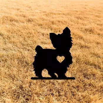 Милый колышек для сада собаки, железный силуэт, металлический знак для двора, креативное украшение для двора и сада для поминовения питомца бежевый