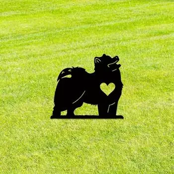 Милый колышек для сада собаки, железный силуэт, металлический знак для двора, креативное украшение для сада на открытом воздухе для двора и увековечивания памяти домашних животных светло-серый