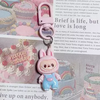 Милый комбинезон Labubu брелок с подвеской для женщин, трендовый брелок для ключей, сумка, подвесные украшения, аксессуары для лучшего друга, подарок
