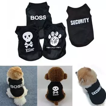 Милый комбинезон, платье, пальто, летняя одежда для домашних животных, свадебный костюм для собак, повседневный жилет для кошек, футболка для щенков Security L