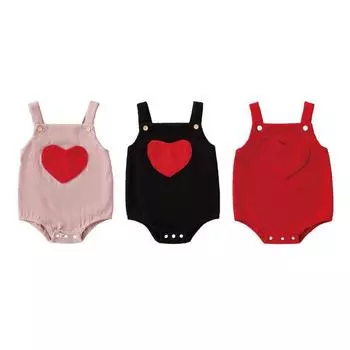 Милый комбинезон с сердечками для младенцев, вельветовые комбинезоны без рукавов 100