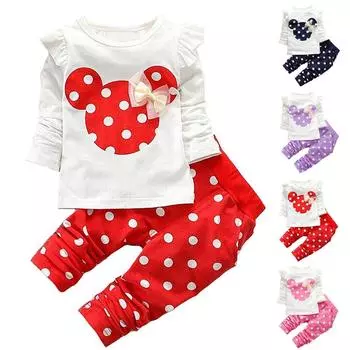 Милый комплект одежды для маленьких девочек, футболка с длинным рукавом и штаны, детские наряды из 2 предметов 100 тёмно-синий