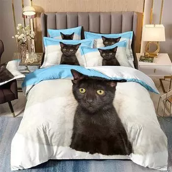 Милый комплект постельного белья с котятами для девочек, Односпальный комплект, Пододеяльник из микрофибры с наволочками, Милый маленький котенок, 135x2 EU single(135x200cm)