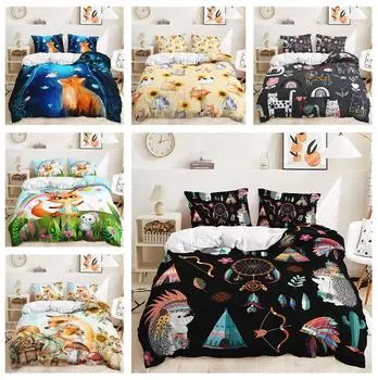 Милый комплект постельного белья с изображением животных из мультфильмов, домашний текстиль, мягкий, быстросохнущий, пододеяльник, наволочка, 2/3 шт., детский чехол, подарок Baby 100x135cm