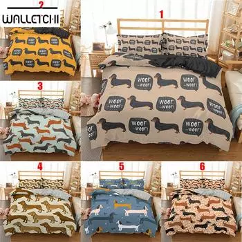 Милый комплект постельного белья с рисунком из мультфильма 2/3 шт. 3D такса животное пододеяльник комплект с наволочкой постельное белье роскошный домашний декор для детей подарок EU single(135x200cm)