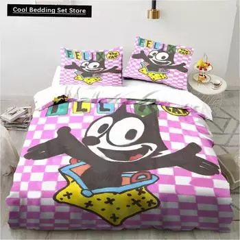 Милый комплект постельного белья с рисунком кота Ф-Феликса, пододеяльник, одеяло, комплект постельного белья, наволочка, размер King Queen Twin для мальчиков и девочек взрослых US Queen(228x228cm)