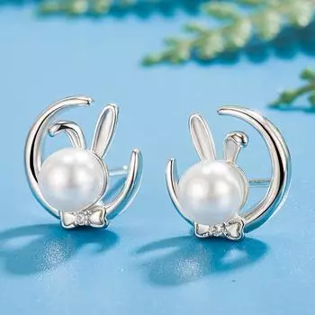 Милый комплект серег и ожерелья с изображением лунного кролика, женские легкие серьги класса люкс с рисунком зодиака кролик, цепочка на ключицу с изображением лунного кролика