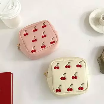 Милый кошелек для монет для девочек, женский держатель для карт, сумка для косметики на открытом воздухе, органайзер для макияжа бежевый