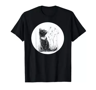 Милый костюм кота одуванчика для мальчиков и девочек, футболка чёрный