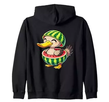 Милый костюм утки-арбуза с капюшоном на молнии из мультфильма чёрный