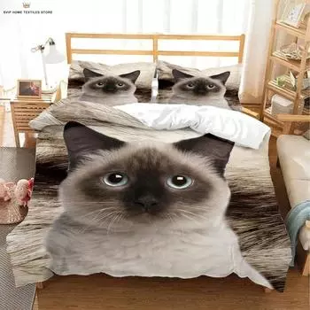 Милый кот 3D печатный пододеяльник комплект постельного белья текстильные изделия пододеяльник наволочка комплект из трех предметов детский подарок EU 135x200cm 2PCS