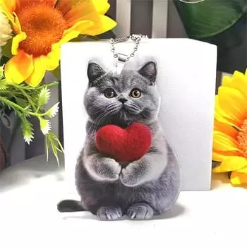 Милый кот Акриловый 2D Плоский Подвесной Кулон, Подвесные Украшения, Интерьер Автомобиля, Украшение Брелока One Size