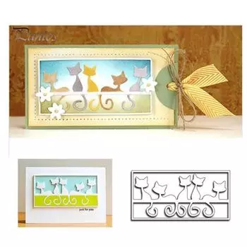 Милый кот DIY режущий штамп бумага ремесло художественное украшение тиснение трафарет шаблон серебряный