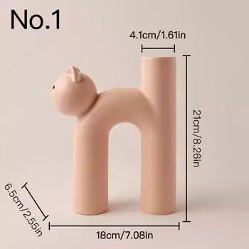 Милый кот, художественная ваза, настольные украшения, керамическая гидропонная ваза, цветочная композиция, домашний декор, украшение сада No.1